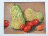 Courge et tomates - Aquarelles et Pastels